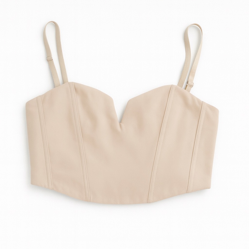 Tally Weijl Beige Sweetheart Bustier Crop Top Women’s S Corset Style